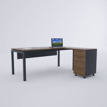 Cube-40 Keson Etajerli Çalışma Masası 160x80 - Ceviz