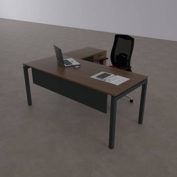 Cube-40 Keson Etajerli Çalışma Masası 160x80 - Ceviz