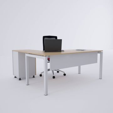 Cube-40 Keson Etajerli Çalışma Masası 160x80 - Meşe