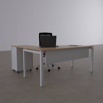 Cube-40 Keson Etajerli Çalışma Masası 160x80 - Meşe