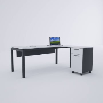 Cube-40 Keson Etajerli Çalışma Masası 180x80 - Beyaz