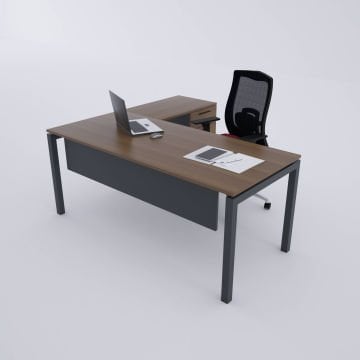 Cube-40 Keson Etajerli Çalışma Masası 180x80 - Ceviz