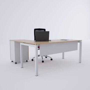 Cube-40 Keson Etajerli Çalışma Masası 180x80 - Meşe