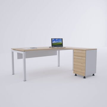 Cube-40 Keson Etajerli Çalışma Masası 180x80 - Meşe