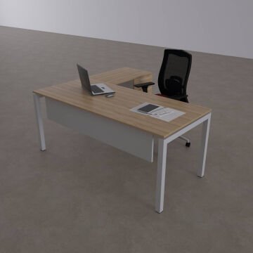 Cube-40 Keson Etajerli Çalışma Masası 180x80 - Meşe