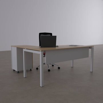 Cube-40 Keson Etajerli Çalışma Masası 180x80 - Meşe