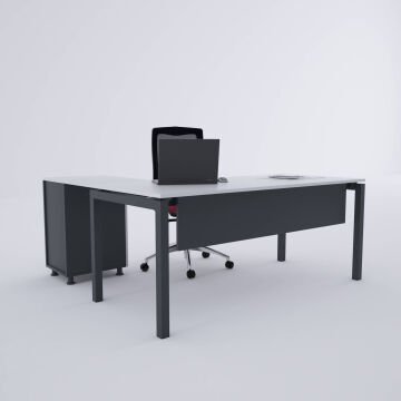 Cube-40 Keson Etajerli Çalışma Masası 200x80 - Beyaz