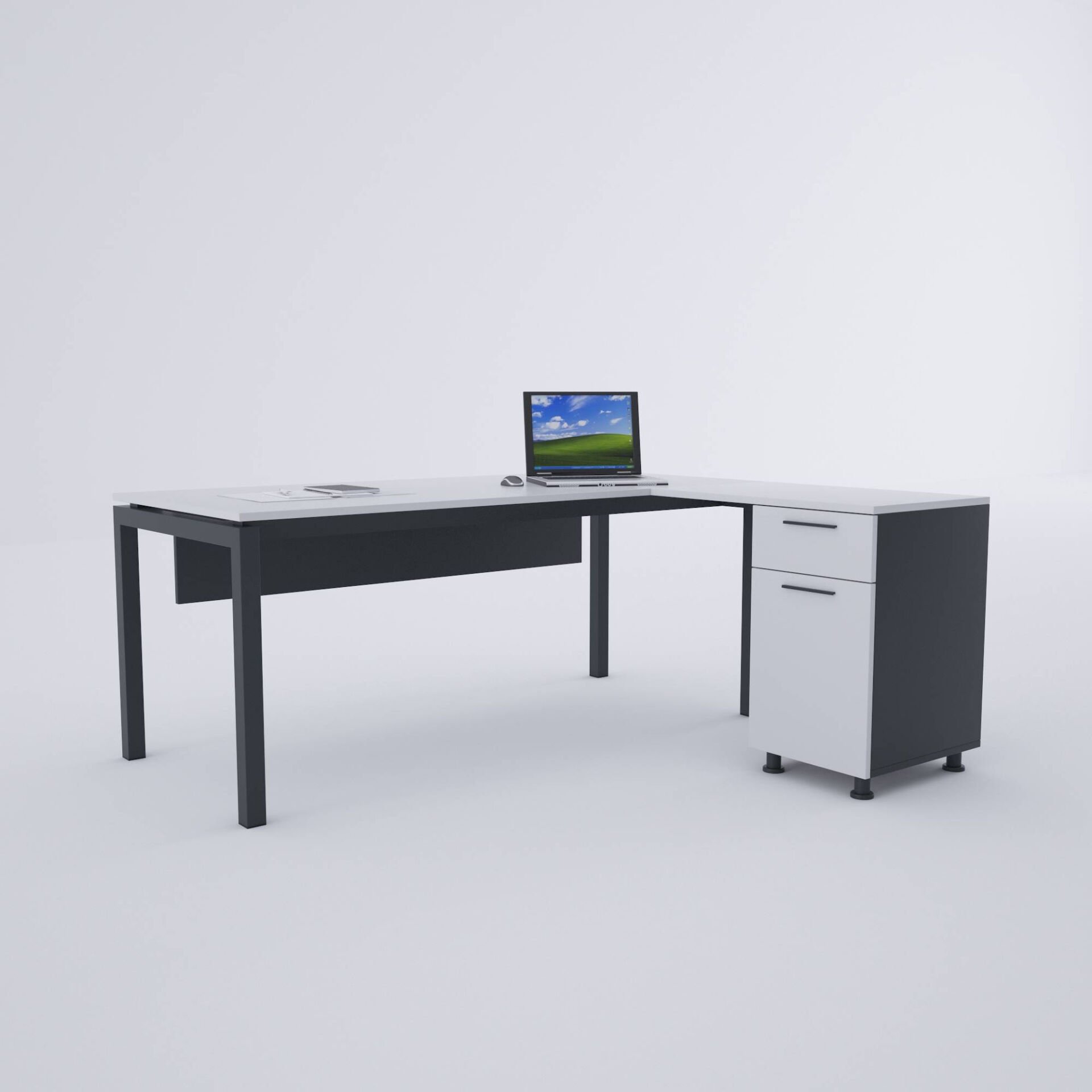 Cube-40 Keson Etajerli Çalışma Masası 200x80 - Beyaz