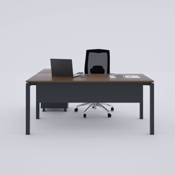 Cube-40 Keson Etajerli Çalışma Masası 200x80 - Ceviz