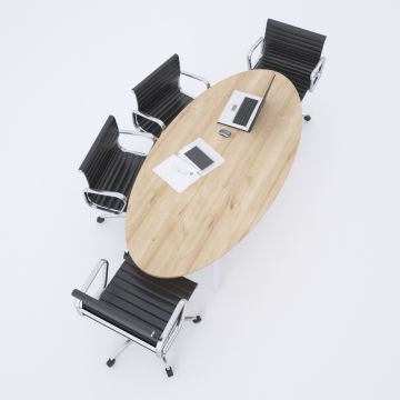 Nova Elips M Toplantı Masası Meşe+Beyaz