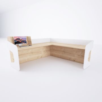 Banko 1 L 180x160 - Meşe+Beyaz