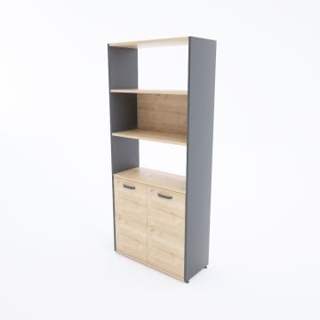 Kübik Yarım Kapaklı Depolama Sistemi Meşe - 184h