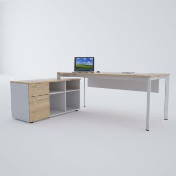 Five 120 cm Alt Etajerli Çalışma Masası 120x80 - Meşe