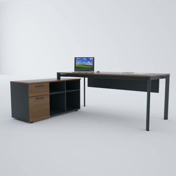 Five 120 cm Alt Etajerli Çalışma Masası 160x80 - Ceviz