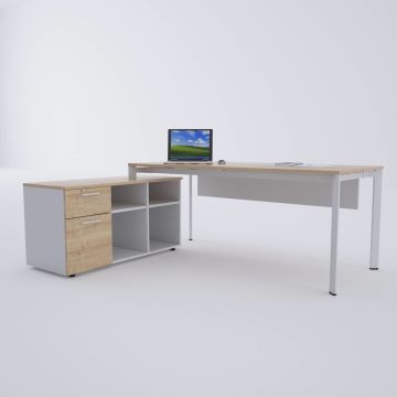 Five 120 cm Alt Etajerli Çalışma Masası 160x80 - Meşe