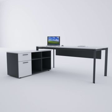 Five 120 cm Alt Etajerli Çalışma Masası 200x80 - Beyaz