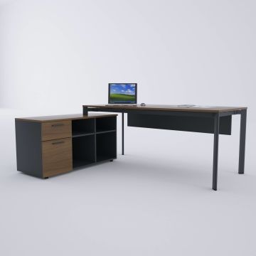 Five 120 cm Alt Etajerli Çalışma Masası 200x80 - Ceviz
