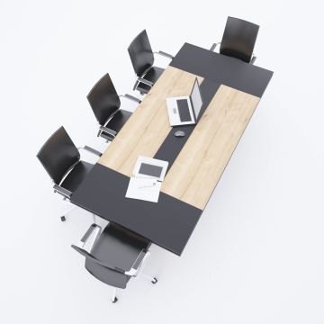 Rectan Toplantı Masası L 240x110 - Meşe+Antrasit