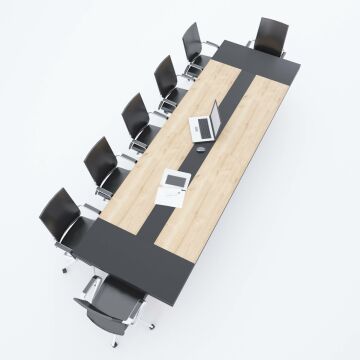 Rectan Toplantı Masası L 360x110 - Meşe+Antrasit