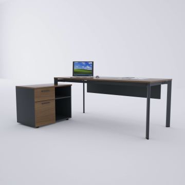 Five 80 cm Alt Etajerli Çalışma Masası 180x80 - Ceviz