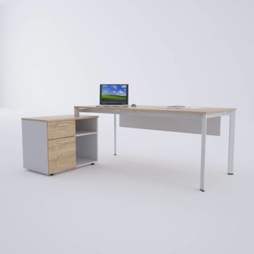 Five 80 cm Alt Etajerli Çalışma Masası 180x80 - Meşe