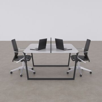 Aleos İkili Çalışma Masası 140x140 - Beyaz