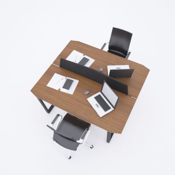 Aleos İkili Çalışma Masası 140x140 - Ceviz