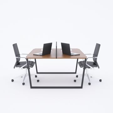 Aleos İkili Çalışma Masası 140x140 - Ceviz