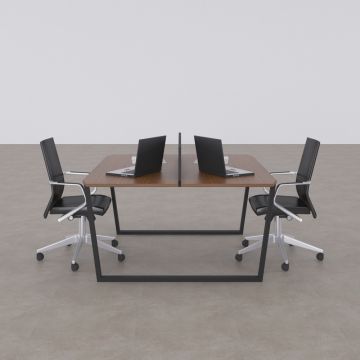 Aleos İkili Çalışma Masası 140x140 - Ceviz