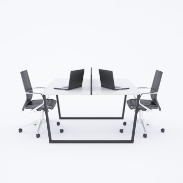 Aleos İkili Çalışma Masası 160x140 - Beyaz