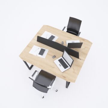 Aleos İkili Çalışma Masası 160x140 - Meşe