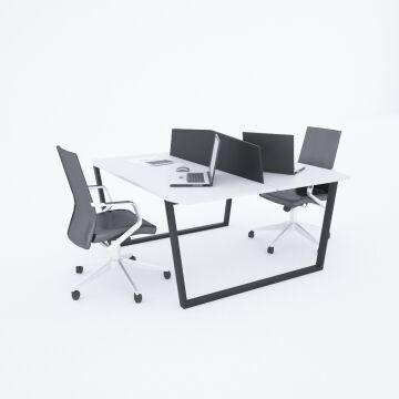 Aleos İkili Çalışma Masası 180x140 - Beyaz