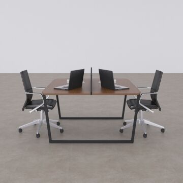 Aleos İkili Çalışma Masası 180x140 - Ceviz