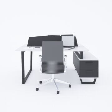 Aleos İkili Etajerli Çalışma Masası 165x140 - Beyaz