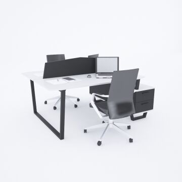 Aleos İkili Etajerli Çalışma Masası 165x140 - Beyaz