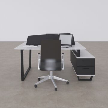 Aleos İkili Etajerli Çalışma Masası 165x140 - Beyaz