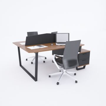 Aleos İkili Etajerli Çalışma Masası 165x140 - Ceviz