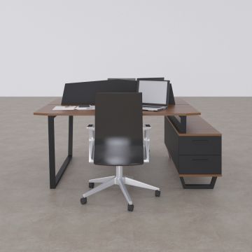 Aleos İkili Etajerli Çalışma Masası 165x140 - Ceviz