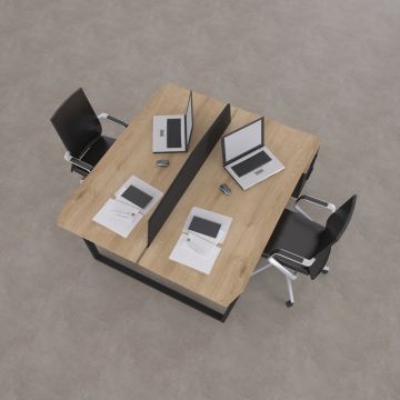 Aleos İkili Etajerli Çalışma Masası 165x140 - Meşe