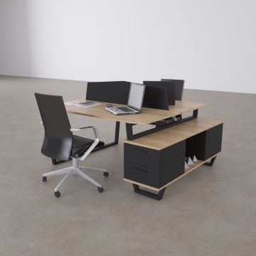 Aleos İkili Etajerli Çalışma Masası 165x140 - Meşe