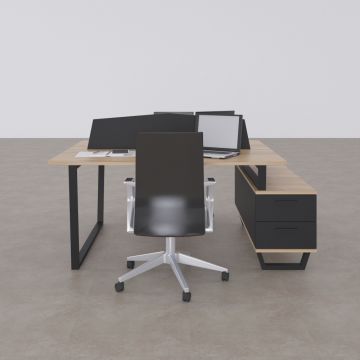 Aleos İkili Etajerli Çalışma Masası 165x140 - Meşe