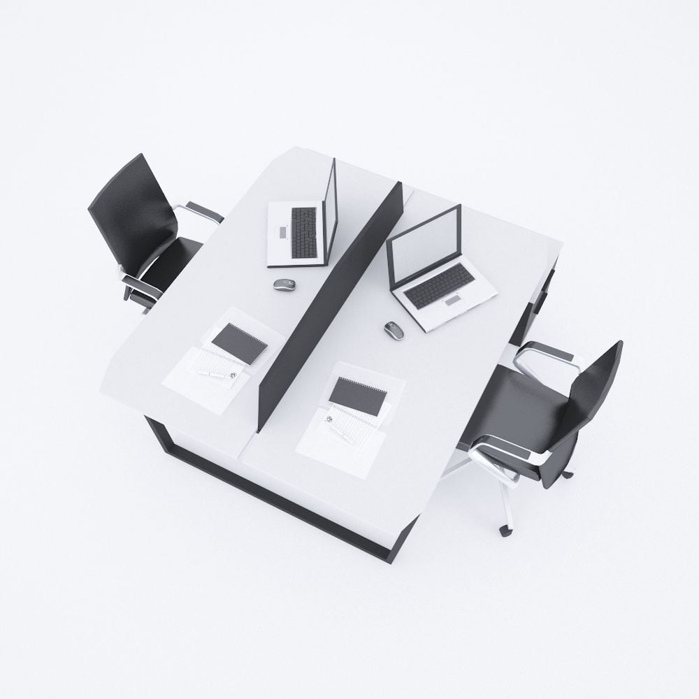 Aleos İkili Etajerli Çalışma Masası 185x140 - Beyaz