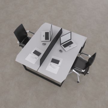 Aleos İkili Etajerli Çalışma Masası 185x140 - Beyaz