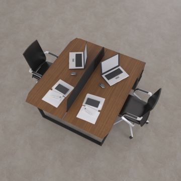 Aleos İkili Etajerli Çalışma Masası 185x140 - Ceviz