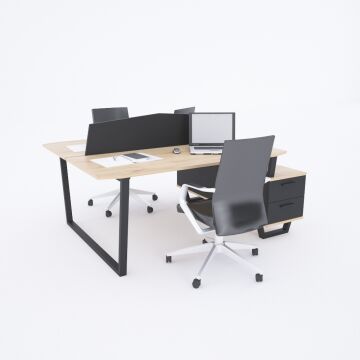 Aleos İkili Etajerli Çalışma Masası 185x140 - Meşe