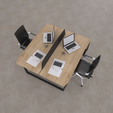 Aleos İkili Etajerli Çalışma Masası 185x140 - Meşe