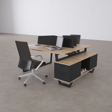 Aleos İkili Etajerli Çalışma Masası 185x140 - Meşe