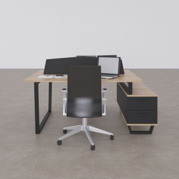 Aleos İkili Etajerli Çalışma Masası 185x140 - Meşe