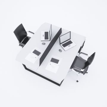 Aleos İkili Etajerli Çalışma Masası 205x140 - Beyaz