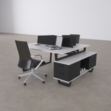 Aleos İkili Etajerli Çalışma Masası 205x140 - Beyaz